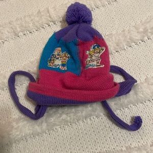 Vintage Fisher-price winter hat pom-pom beanie snowman ice skater pink purple
